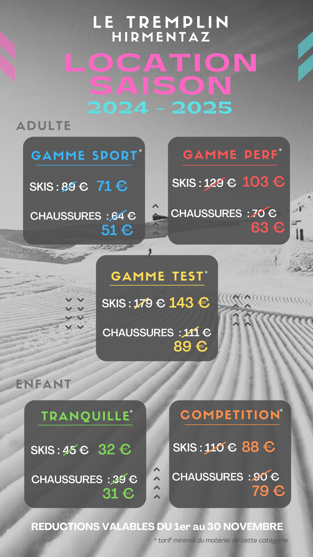 tarifs saison 2425